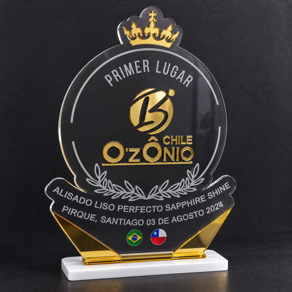 Galvano Acrílico Transparente con Dorado Espejado – Impresión UV 20×30 cm