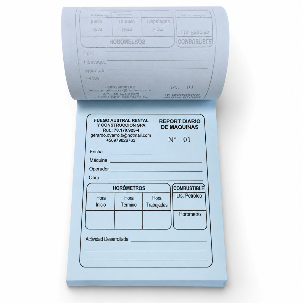 Talonarios Media Carta Original + Copia (Papel Autocopiativo)
