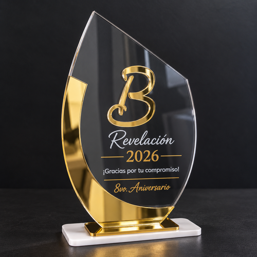 Galvano Acrílico Transparente con Dorado Espejado – Impresión UV 15×20 cm
